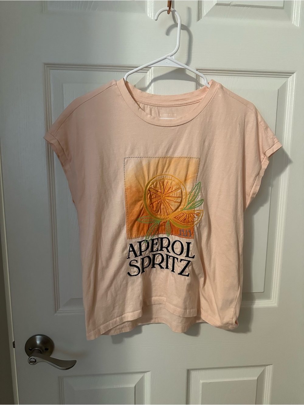 Anthropologie Peach Pink 'Aperol Spritz' Graphic Short Sleeve Tee